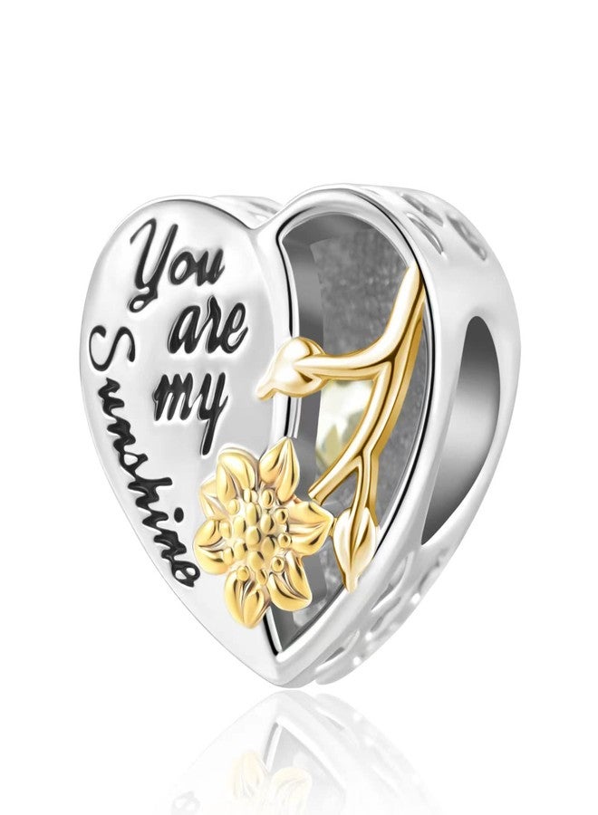 MZC Jewelry You are my Sunshine Sunflower Heart Charm Compatible with Pandora Bracelets - Image 1
