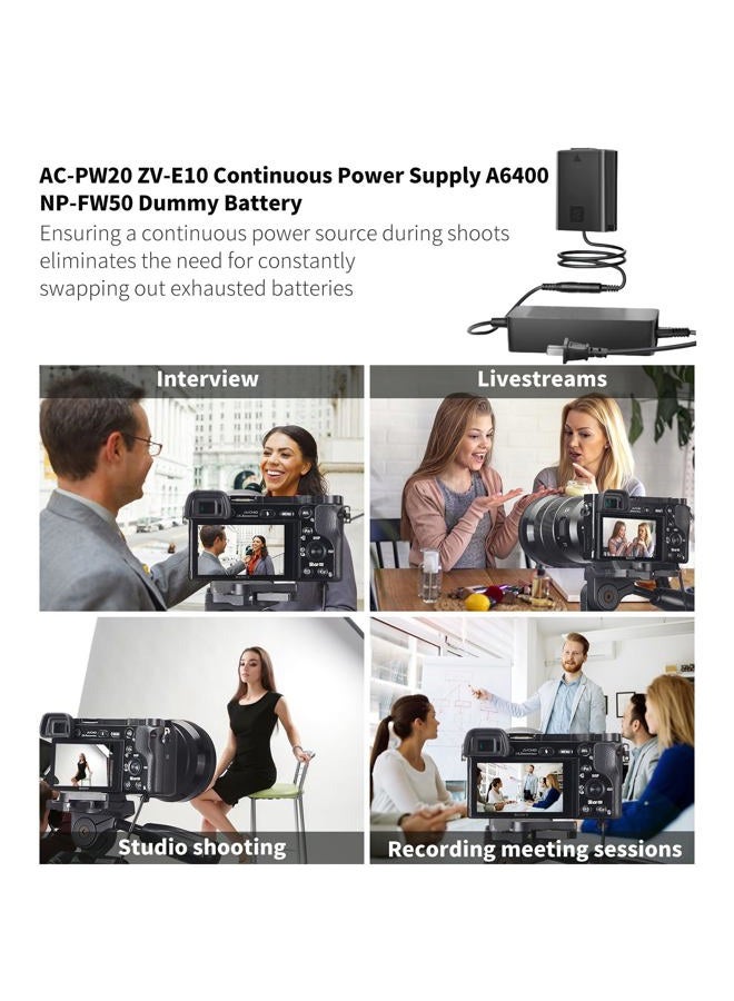 F1TP FIT-POWER ACPW20 Replcement AC Power Supply Adapter kit (Replce Sony NP-FW50 Battery) for Sony Alpha NEX-5 NEX-5A NEX-5C NEX-5CA NEX-5CD NEX-5H NEX-5K NEX-3 A6000 A6300 A6500 A3000 A5000 A7 - Image 2