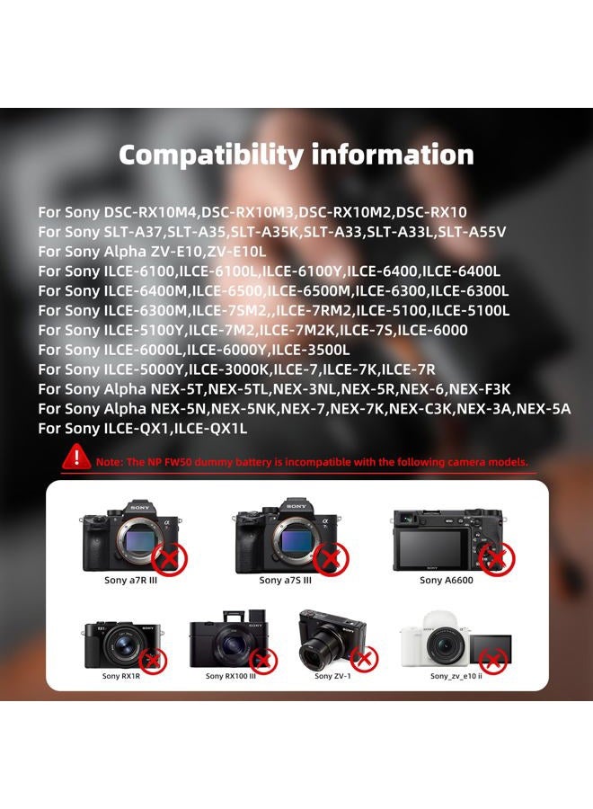 F1TP FIT-POWER ACPW20 Replcement AC Power Supply Adapter kit (Replce Sony NP-FW50 Battery) for Sony Alpha NEX-5 NEX-5A NEX-5C NEX-5CA NEX-5CD NEX-5H NEX-5K NEX-3 A6000 A6300 A6500 A3000 A5000 A7 - Image 4