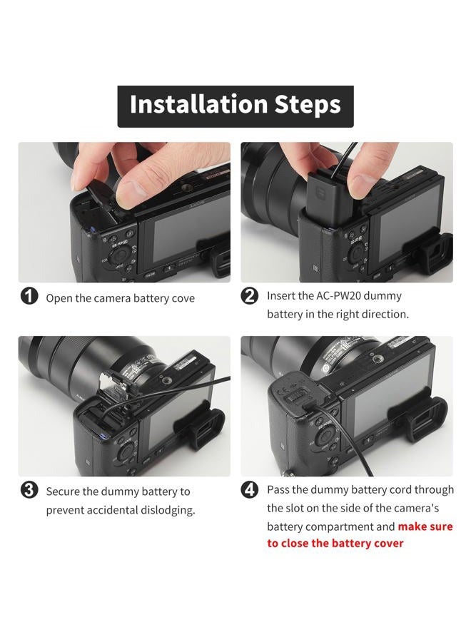 F1TP FIT-POWER ACPW20 Replcement AC Power Supply Adapter kit (Replce Sony NP-FW50 Battery) for Sony Alpha NEX-5 NEX-5A NEX-5C NEX-5CA NEX-5CD NEX-5H NEX-5K NEX-3 A6000 A6300 A6500 A3000 A5000 A7 - Image 3
