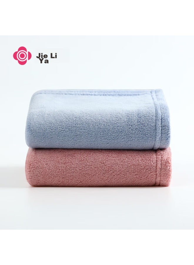 Grace Antibacterial Thickened Towels, 2 Pack, Class A Snowflake Velvet, Absorbent, For Men And Women, Face Washing, Bathing, Hair Drying, Large Face Towel, Water Blue + Rose Pink - Image 1