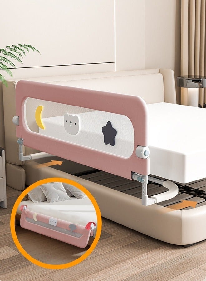 WALALLA Folding Bed Rail for Toddlers,Safety Side Baby Bed Rail Guard,Swing Down Height Adjustable Extra Tall Bed Rail with Reinforced Anchor Safety System,Baby Bed Rail Fit Bunk,Full Size,Queen,King,Twin Bed ,Pink - Image 1