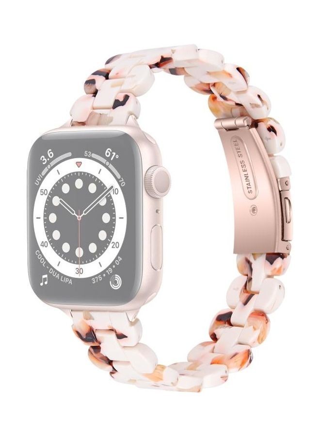 NIBEMINENT Oval Resin Replacement Strap Watchband For Apple Watch Series 7/6/5/4/3/2/1/SE 41/40/38mm Nougat - Image 1