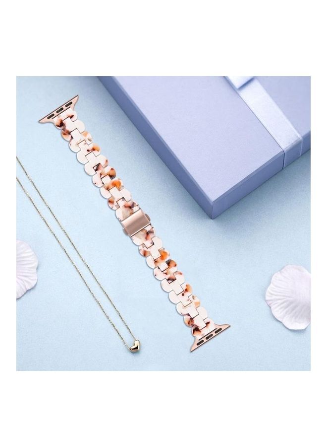 NIBEMINENT Oval Resin Replacement Strap Watchband For Apple Watch Series 7/6/5/4/3/2/1/SE 41/40/38mm Nougat - Image 2