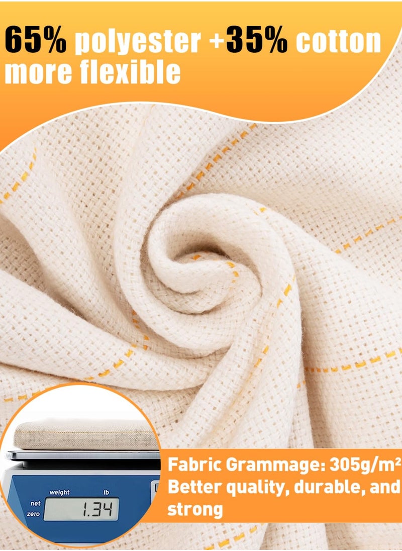 Large Tufting Cloth for DIY Rugs, 100x200 cm Monk's Cloth with Marked Lines, Perfect for Punch Needle Projects and Overlocking