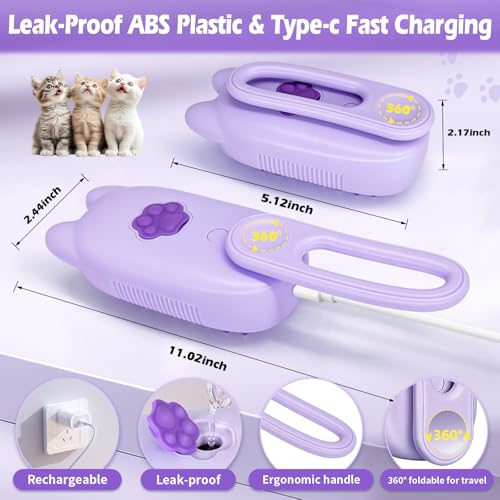 FRESHSOLO Pet Steam Brush for Dogs and Cats, Spritz Defur Comb 3 in 1 Pet Rechargeable Steam Brush Tool for Long and Short Haired Cats and Dogs, Anti-Static, Shedding, Detangling, Massage & Combing (Purple) - Image 4