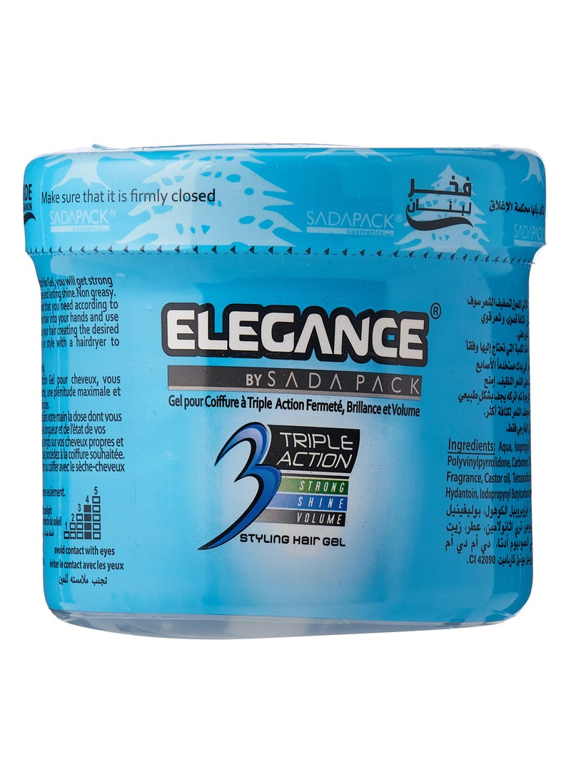Elegance Triple Action Styling Hair Gel Blue 500ml  - Image 1