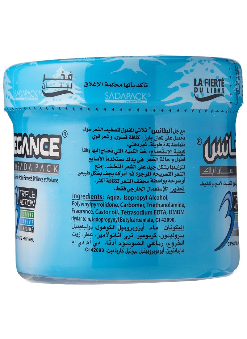 Elegance Triple Action Styling Hair Gel Blue 500ml  - Image 2