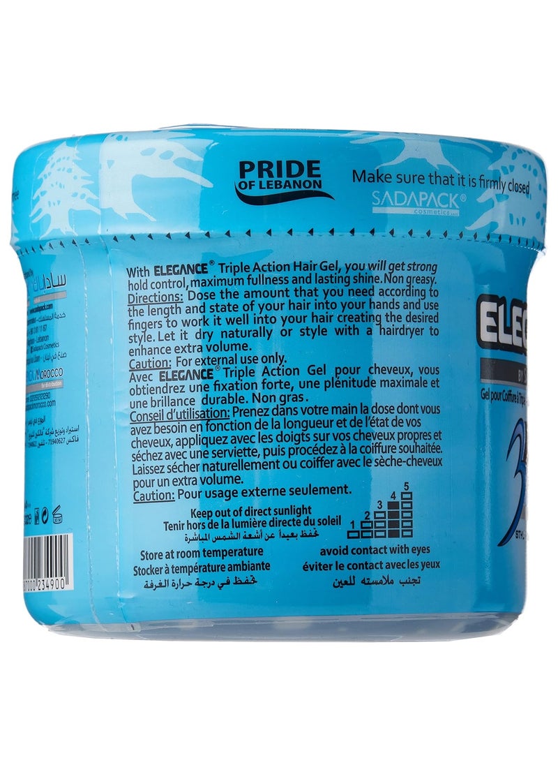 Elegance Triple Action Styling Hair Gel Blue 500ml  - Image 3