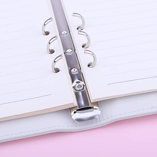 Antner A5 Binder 6 Ring Refillable Notebook Binder Planner Cover for A5 Refill Paper, PU Leather Loose Leaf Personal Organizer Budget Planner for Savings & Budgeting with Magnetic Buckle, White - Image 5