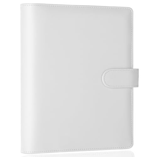 Antner A5 Binder 6 Ring Refillable Notebook Binder Planner Cover for A5 Refill Paper, PU Leather Loose Leaf Personal Organizer Budget Planner for Savings & Budgeting with Magnetic Buckle, White - Image 1