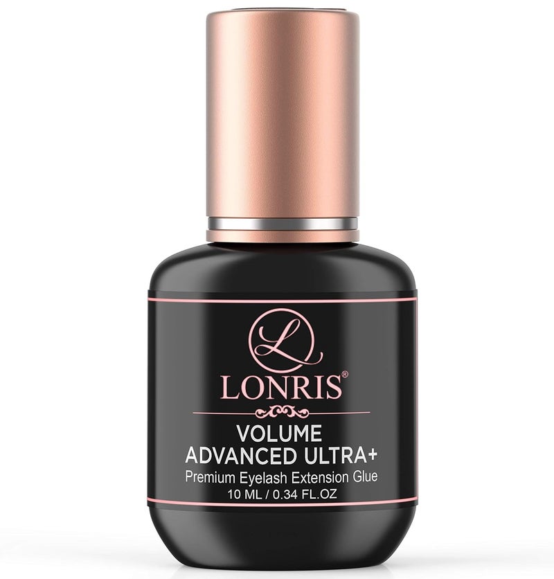 LONRIS 7-8 Weeks Retention/Eyelash Extension Glue Volume Advanced Ultra+ Lash 10 ml/1-2 Sec Drying time/Maximum Bonding/Semi-Permanent Extensions Supplies/Professional Use Only Black Adhesive - Image 1