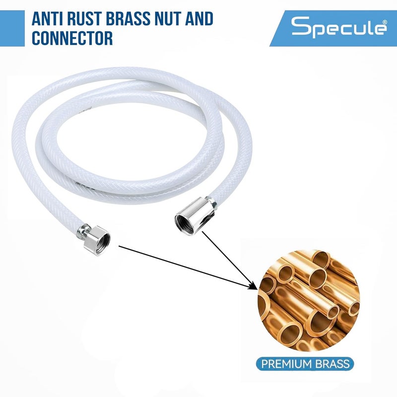 Specule 2 Meter PVC High-Pressure Flexible Shower Hose Pipe | Jet Spray Tube for Hand Shower | Health Faucet & Toilet Spray | Chrome Finish with Durable Brass Connectors | Tangle-Free Design - Image 5