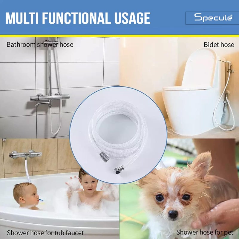 Specule 2 Meter PVC High-Pressure Flexible Shower Hose Pipe | Jet Spray Tube for Hand Shower | Health Faucet & Toilet Spray | Chrome Finish with Durable Brass Connectors | Tangle-Free Design - Image 3