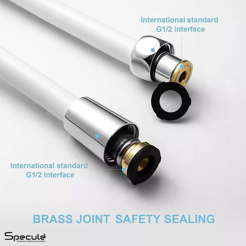Specule 2 Meter PVC High-Pressure Flexible Shower Hose Pipe | Jet Spray Tube for Hand Shower | Health Faucet & Toilet Spray | Chrome Finish with Durable Brass Connectors | Tangle-Free Design - Image 4