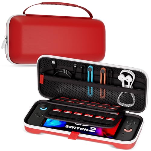 ProCase Carrying Case for Nintendo Switch 2 2025 with 24 Game Card Slots Hard Portable Travel Case Storage Bag Protective Pouch for 2025 Nintendo Switch 2 Console Accessories Red - Image 1