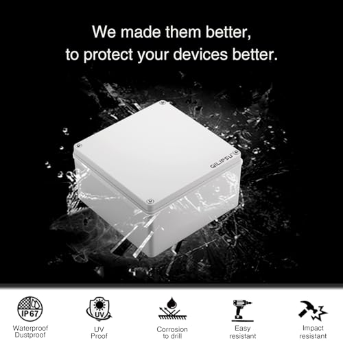 QILIPSU Outdoor Junction Box IP67 Waterproof Project Box ABS Plastic Weatherproof Electrical Enclosure Gray Cover (4.9"x4.9"x3") - Image 3