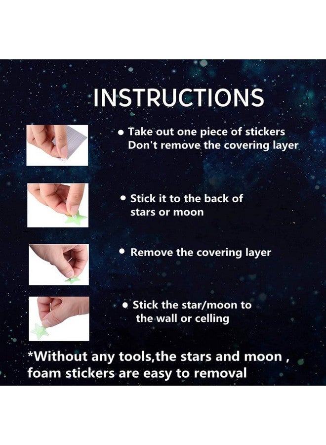 Aooyaoo Glow In The Dark Stars - Glow Stars Stickers For Ceiling,Self Adhesive 3D Glowing Stars And Moon For Starry Sky,Wall Decals For Kids Rooms,Wall Stickers For Bedroom(200 Stars,1 Moon - Image 4