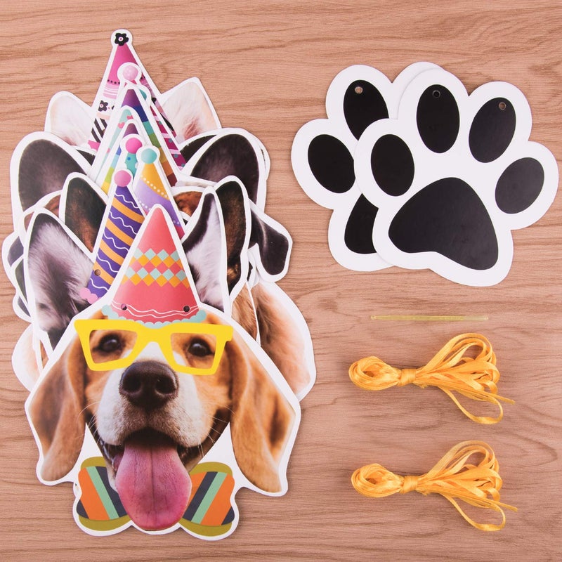 Duufin 15 Pieces Dog Faces Claws Party Banner Set Birthday Portrait Banner Dogs Theme Party Bunting Decoration - Image 3