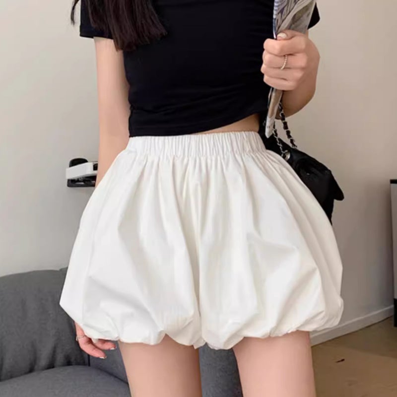 Hip Wrap Skirt White Bud Puffy Skirt Women'S Summer High Waist A- Line Cake Short Skirt Shorty Slim Look - Image 2