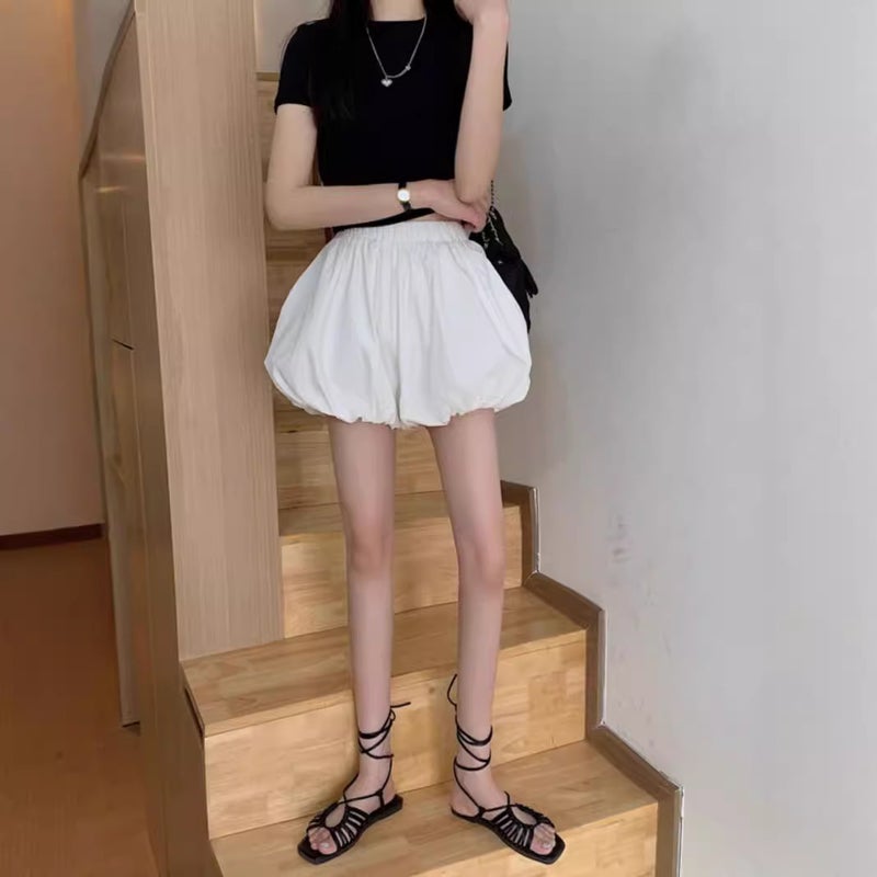 Hip Wrap Skirt White Bud Puffy Skirt Women'S Summer High Waist A- Line Cake Short Skirt Shorty Slim Look - Image 5