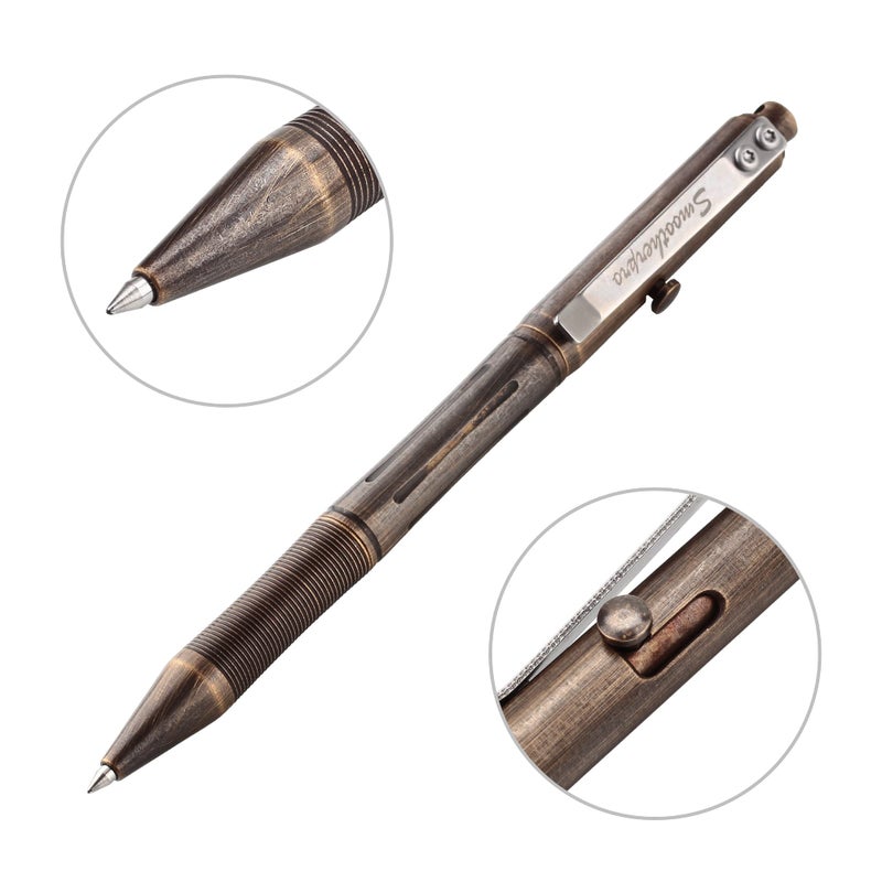 SMOOTHERPRO Bolt Action Pen, Solid Brass Ballpoint Pen Compatible with Pilot G2 Refill, Weighted Heavy Pen for Tremor Parkinson Arthritic Hand, Plated Vintage Retro Black(RG335) - Image 5