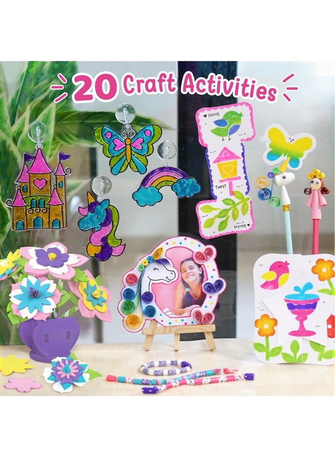 إيماجيميك مجموعة الحرف اليدوية الرائعة - الفنون والحرف اليدوية للأطفال من سن 6 إلى 8 سنوات - مجموعات مصيدة الشمس للأطفال - الرسم على الزجاج، مجموعة لف الورق، طوابع للأطفال - ألعاب أميرات، وحيد القرن - هدايا للفتيات من سن 5 و6 و7 و8 و9 سنوات - متعدد الألوان - Image 4