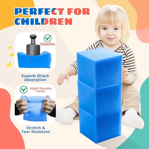 TAYUQEE Foam Pit Cubes, 24 PCS 5 Inches Gymnastics Foam Blocks Trampoline Blocks, Multi-Sport Protective Padding for Freerunning, Trampoline, Parkour, Skate Parks & BMX - Dark Blue & Orange - Image 3