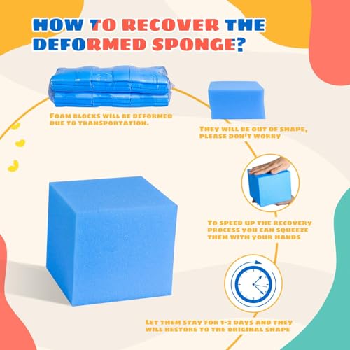 TAYUQEE Foam Pit Cubes, 24 PCS 5 Inches Gymnastics Foam Blocks Trampoline Blocks, Multi-Sport Protective Padding for Freerunning, Trampoline, Parkour, Skate Parks & BMX - Dark Blue & Orange - Image 4