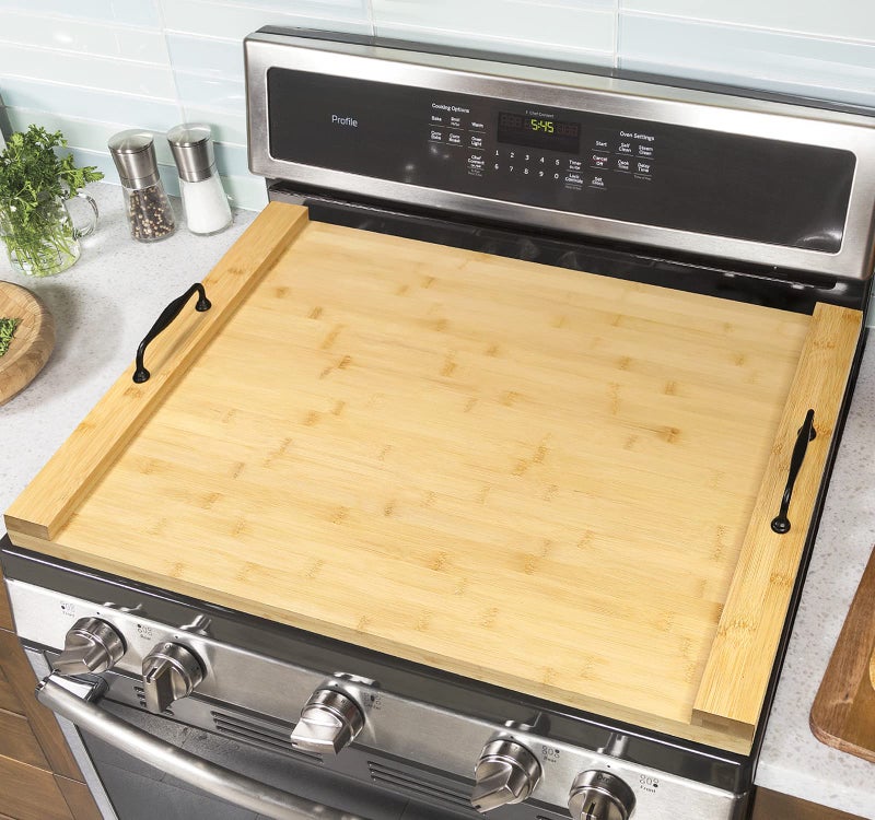 GASHELL Noodle Board Wood Stovetop Cover with Handles for Electric/Gas Stove Top(Bamboo) - Image 2