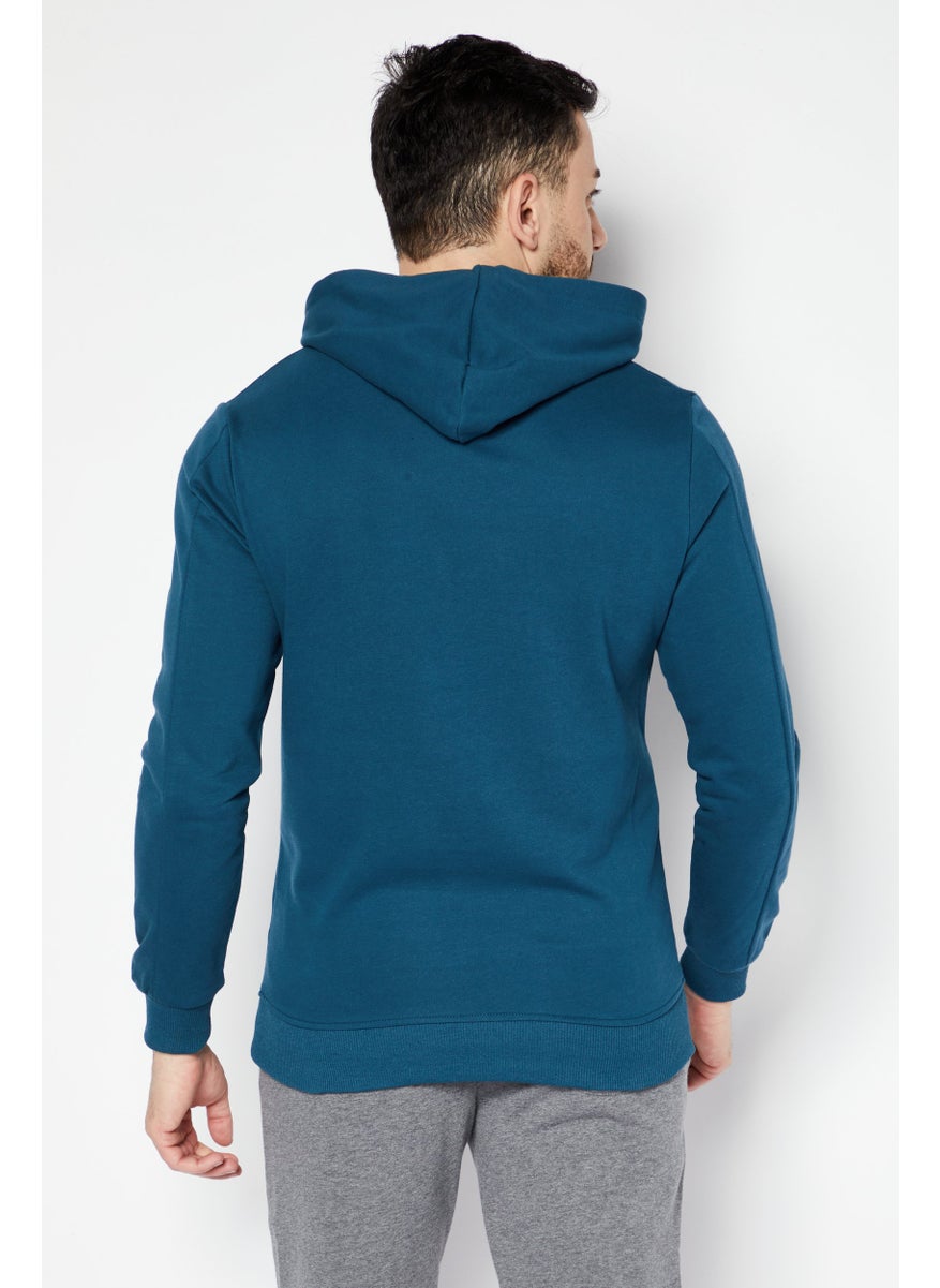 Nordland Men Sportswear Fit Outdoor Hooded Sweatshirt, Teal Blue  - Image 4