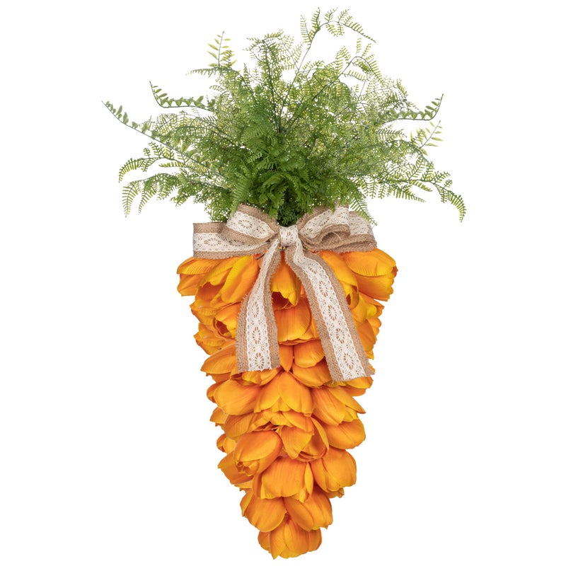 KI Store Tulip Carrot Wreath Orange Carrot Swag Easter Door Decoration Spring Decor for Door Window - Image 1