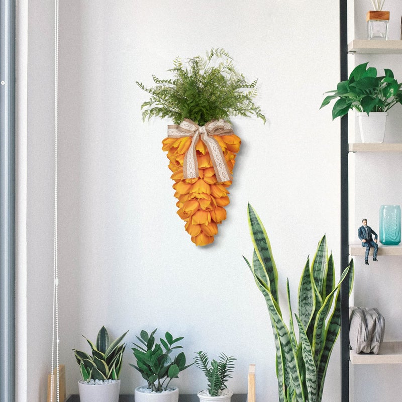 KI Store Tulip Carrot Wreath Orange Carrot Swag Easter Door Decoration Spring Decor for Door Window - Image 3