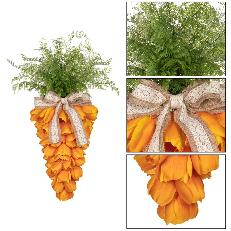 KI Store Tulip Carrot Wreath Orange Carrot Swag Easter Door Decoration Spring Decor for Door Window - Image 5