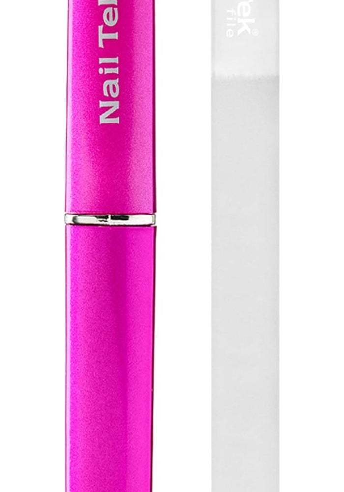 Nail Tek Crystal Files - Medium 5" Nail File with Fuchsia Companion Case - Image 1