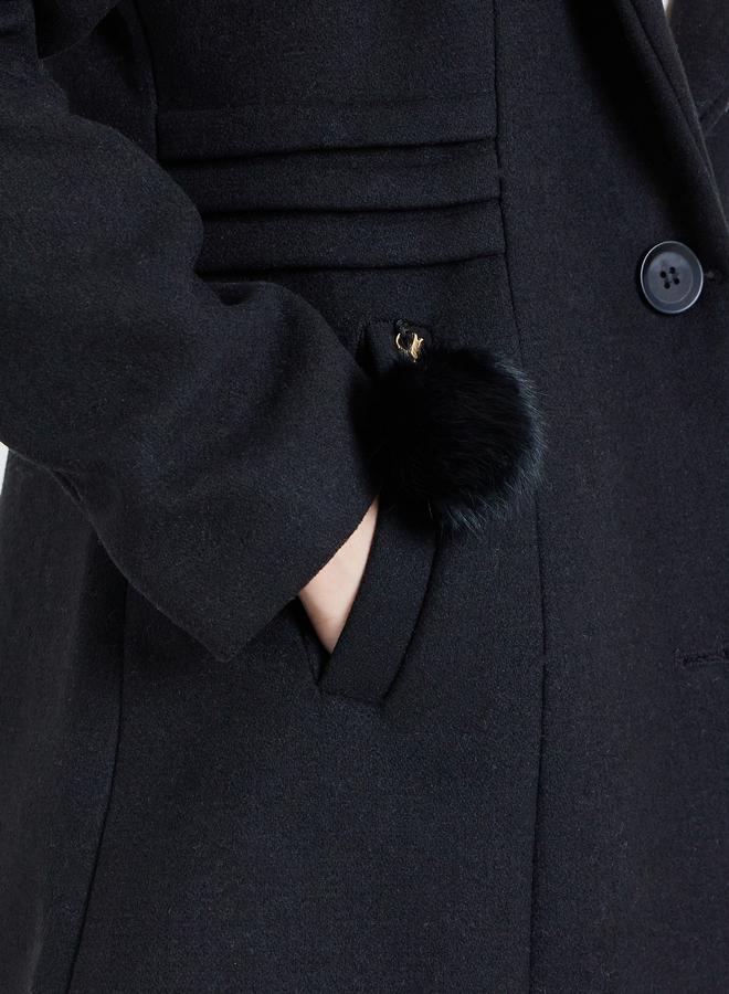 ستايلي معطف طويل بمظهر الصوف مع ياقة هودي بفرو صناعي - Image 3