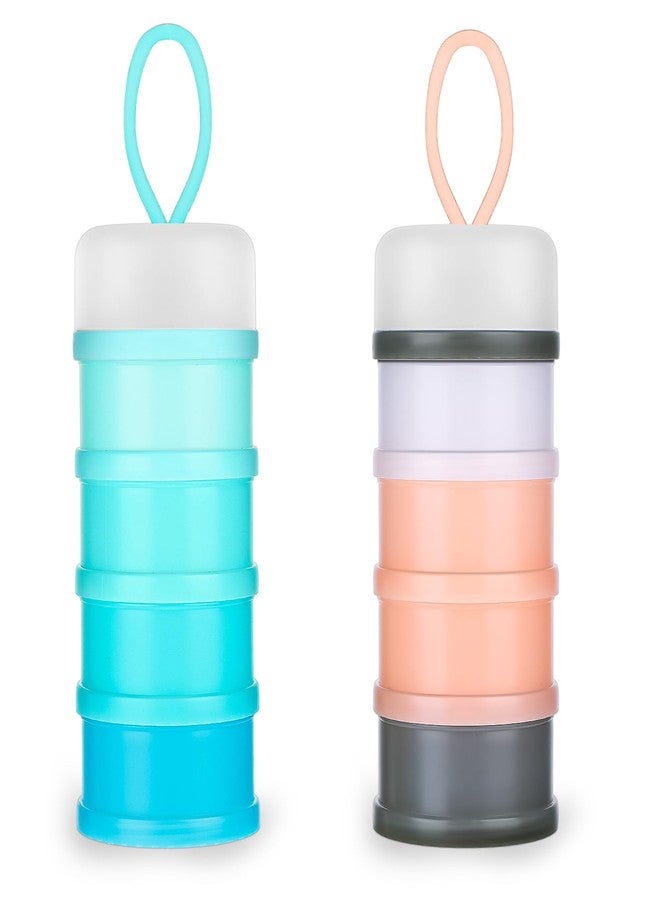 Tobeelec 2 Pcs Protein Powder Container, 4 Stackable Leakproof Protein Powder Dispenser, Portable Keychain Protein Powder Container for Workout, Fitness, Travel (Pink, Blue) - Image 1