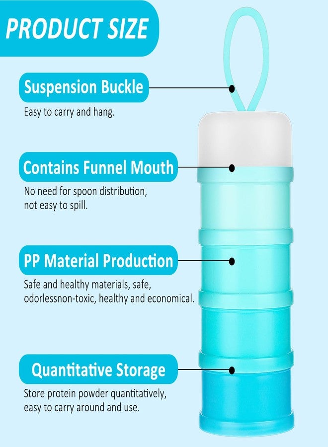 Tobeelec 2 Pcs Protein Powder Container, 4 Stackable Leakproof Protein Powder Dispenser, Portable Keychain Protein Powder Container for Workout, Fitness, Travel (Pink, Blue) - Image 3