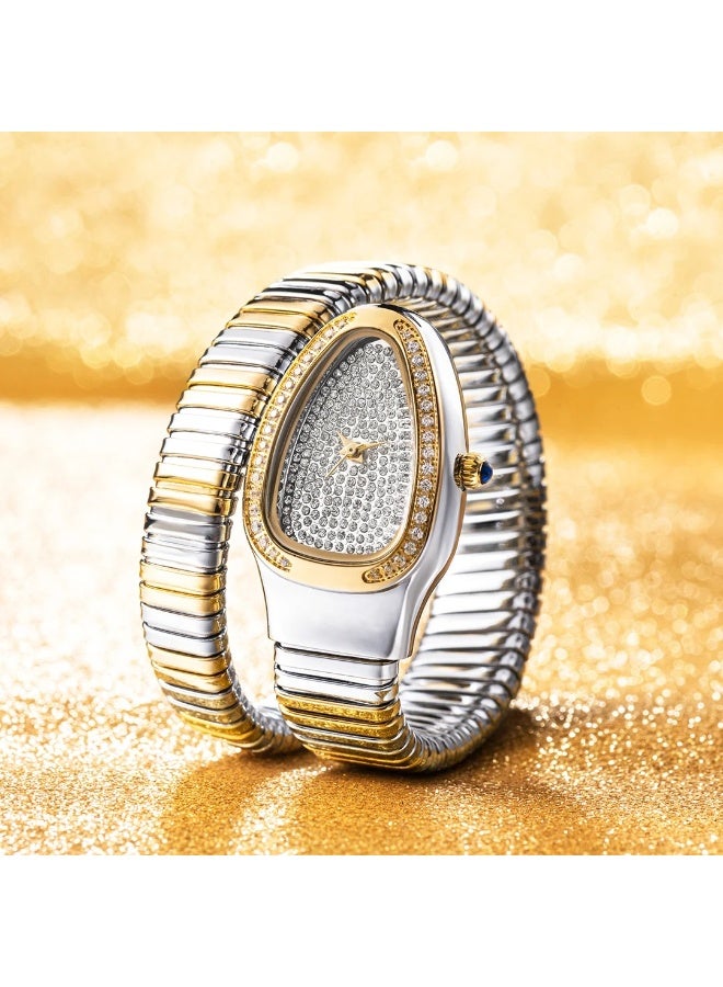 MISS FOX Designer new models Women's snake watches Luxury diamond dial stainless steel quartz watches Fashion women's dress jewelry Diamond watches Gifts for women - Image 1