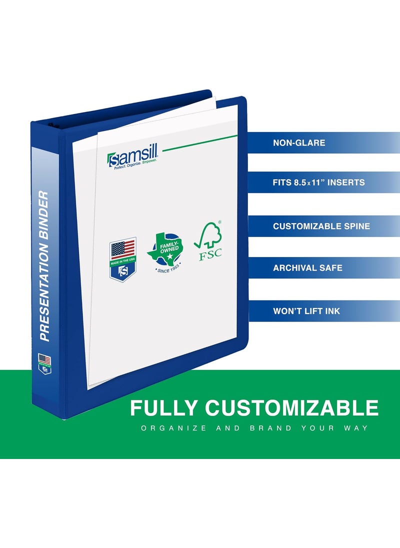 Samsill Samsill 2 Inch Document Storage Binder Made in USA FSC 100 Recycled Chipboard Round Ring 3 Ring Binder Navy  - Image 4