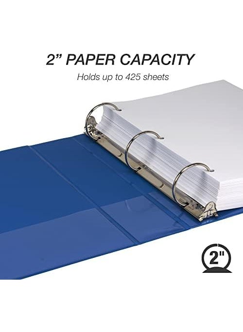 Samsill Samsill 2 Inch Document Storage Binder Made in USA FSC 100 Recycled Chipboard Round Ring 3 Ring Binder Navy  - Image 5
