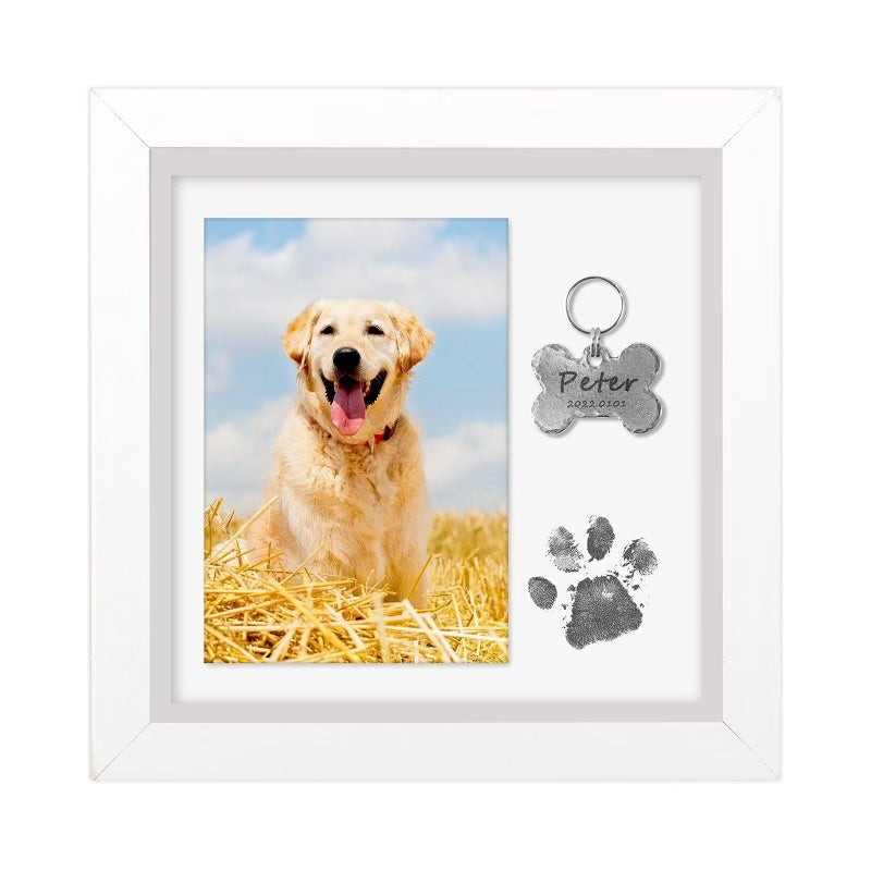 5x5 Shadow Box Frame Display Case Pet Picture Frame Memorial for Dogs Loss of Dog or Cat Sympathy Gift Pet Collar Frame Remembrance Frame Keepsake Gift White
