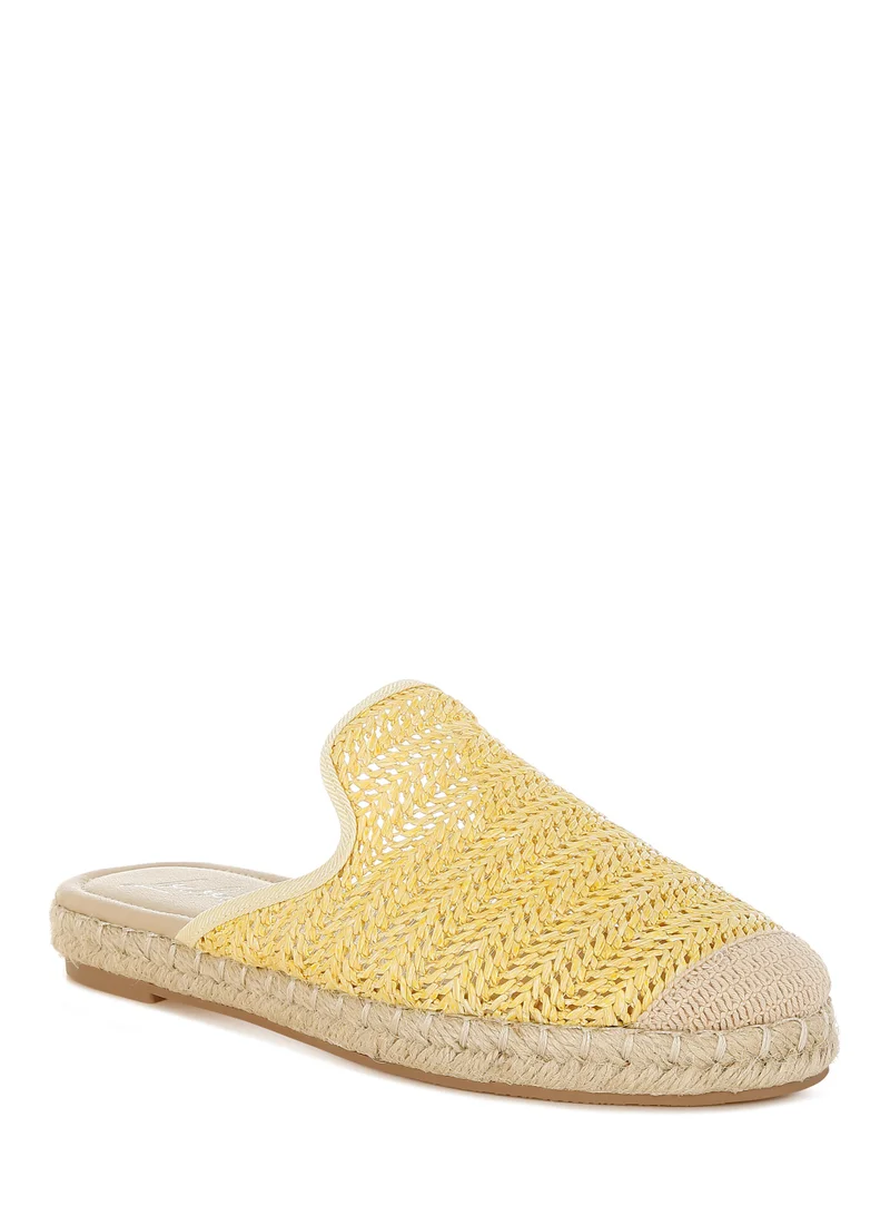 London Rag Raffia Espadrilles Mules in Yellow