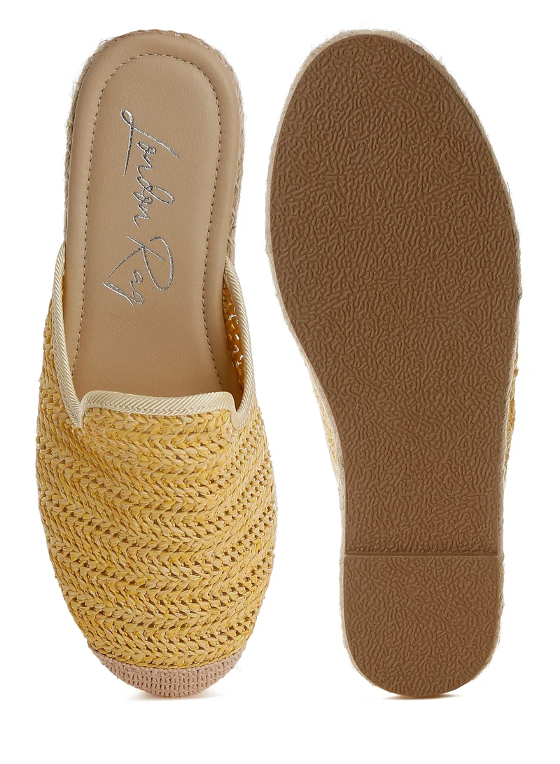London Rag Raffia Espadrilles Mules in Yellow