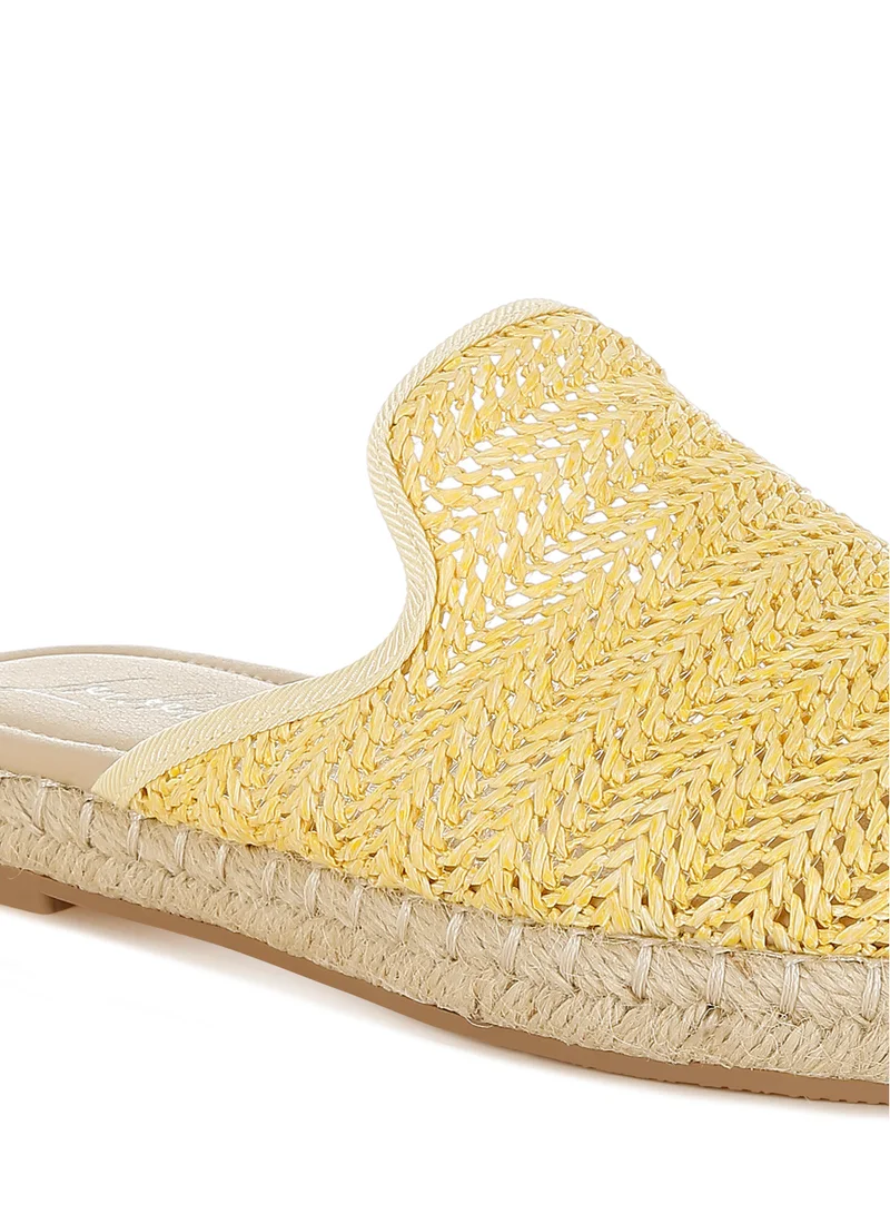 London Rag Raffia Espadrilles Mules in Yellow