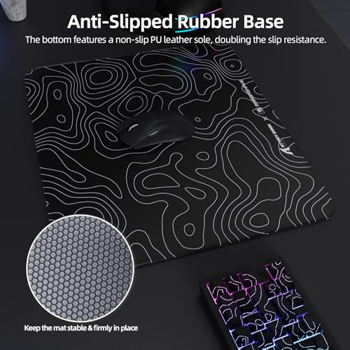 MAMBASNAKE Attack Shark CM05 Contour Glass Gaming Mousepad,Nano-Micro-Etched Texture,Smooth Glass Surface,High Accuracy,Fast-Moving,Anti-Scratch,PU Leather Super Non-Slip Base,Large Size(450×400mm),Black contour - Image 5