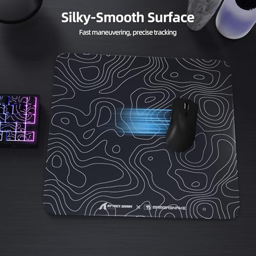 MAMBASNAKE Attack Shark CM05 Contour Glass Gaming Mousepad,Nano-Micro-Etched Texture,Smooth Glass Surface,High Accuracy,Fast-Moving,Anti-Scratch,PU Leather Super Non-Slip Base,Large Size(450×400mm),Black contour - Image 3