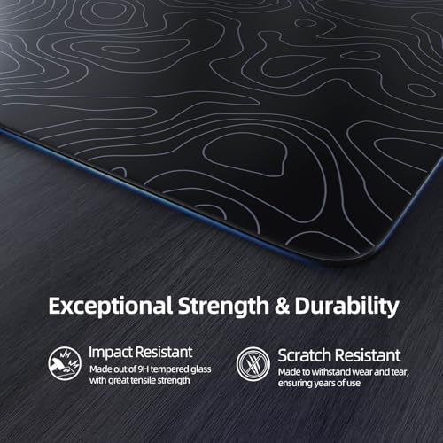 MAMBASNAKE Attack Shark CM05 Contour Glass Gaming Mousepad,Nano-Micro-Etched Texture,Smooth Glass Surface,High Accuracy,Fast-Moving,Anti-Scratch,PU Leather Super Non-Slip Base,Large Size(450×400mm),Black contour - Image 4