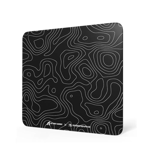 MAMBASNAKE Attack Shark CM05 Contour Glass Gaming Mousepad,Nano-Micro-Etched Texture,Smooth Glass Surface,High Accuracy,Fast-Moving,Anti-Scratch,PU Leather Super Non-Slip Base,Large Size(450×400mm),Black contour - Image 1