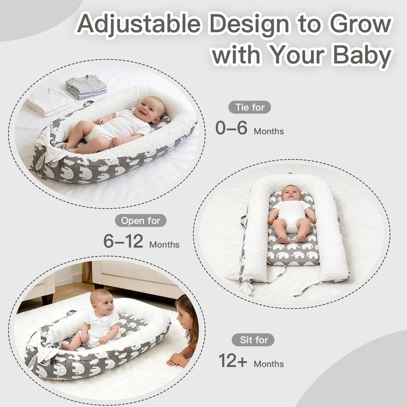 Meindoovm Baby Lounger | Organic Cotton Infant Support Cushion| Reversible, Adjustable & Portable Floor Lounger | Soft, Breathable, Washable Cover - Image 3